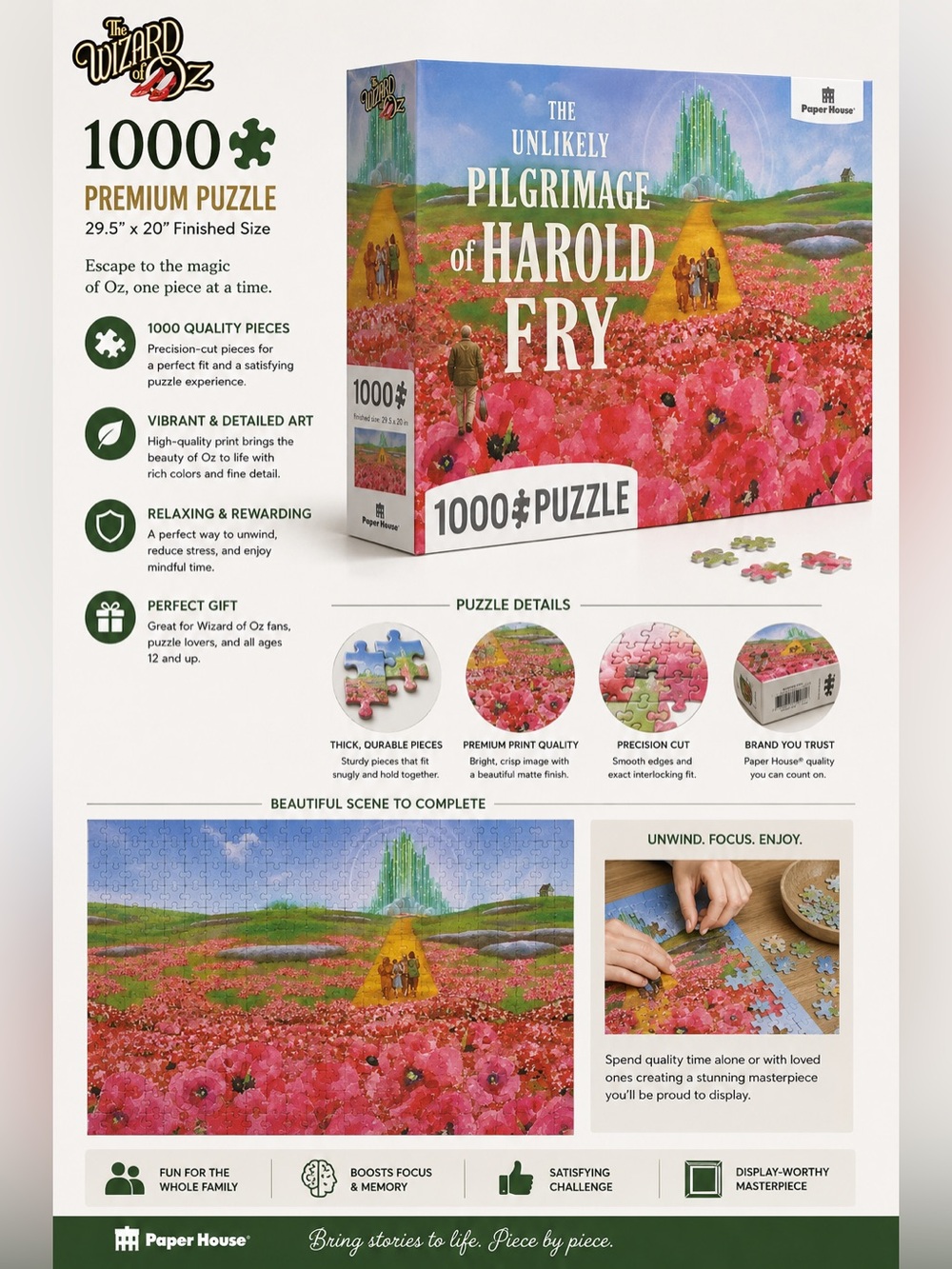 Stanley Pink Floral Wizard of Oz 1000-Piece Puzzle